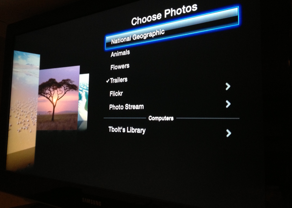 Apple TV settings screen